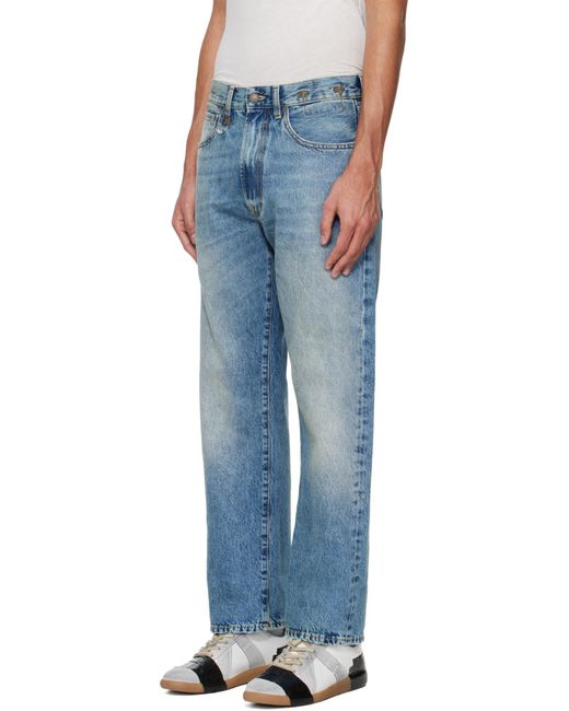 R13 Blue Rolled-Up Non-Stretch Jeans for men
