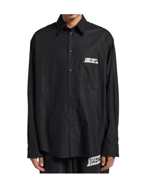 Balenciaga Black Masking Tape Long-Sleeved Shirt for men