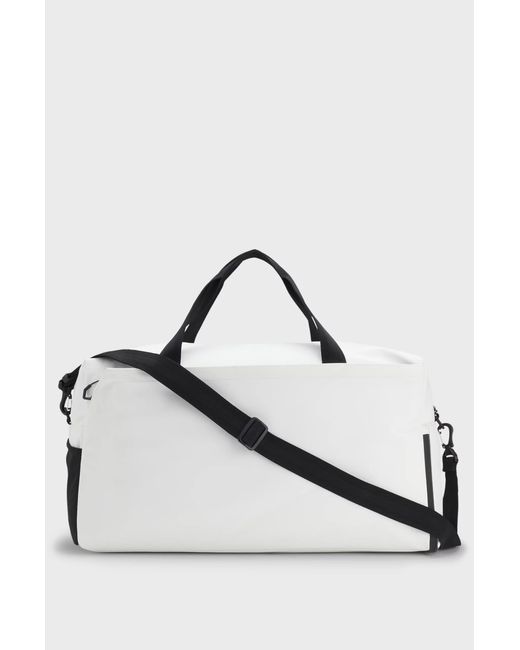 Boss White Faux-Leather Holdall With Reflective Zips for men