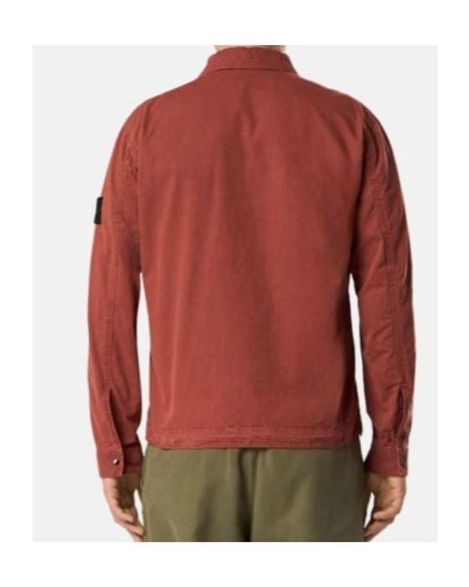 Stone Island Red Regular-Fit Zip-Up Overshirt With Pocket for men