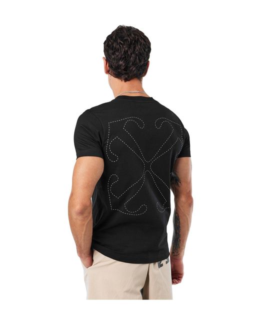 Off-White c/o Virgil Abloh Black Graphic Print Cotton Crew Neck T-Shirt for men