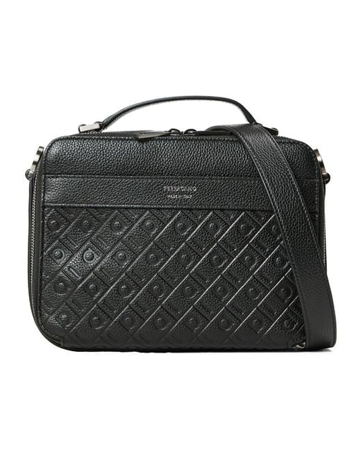 Ferragamo Black Embossed Camera Bag for men