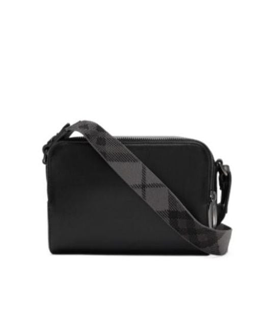 Burberry Black Pop Check Crossbody Bag for men