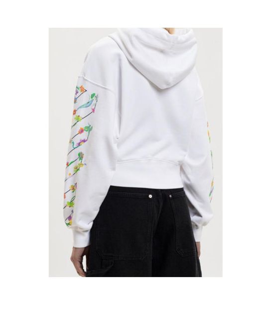 Off-White c/o Virgil Abloh White Floral-Print Hooded Knitwear