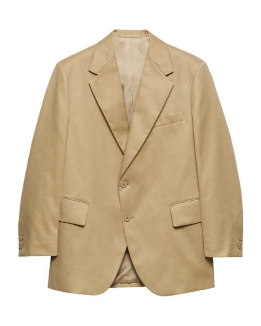 Prada Natural Single-Breasted Cotton Jacket for men