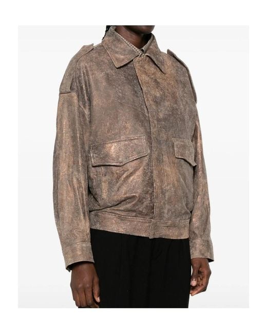 Giorgio Brato Brown Long-Sleeve Leather Jacket