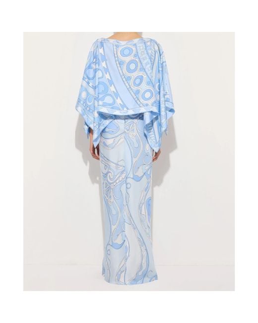 Emilio Pucci Blue Pucci Printed Strapless Maxi Dress