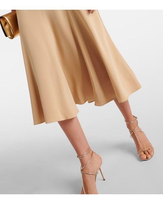 Roland Mouret Natural Belted Crêpe Satin Midi Dress