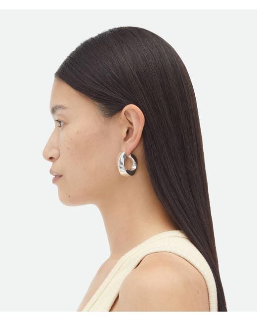 Bottega Veneta White Twist Hoop Earrings