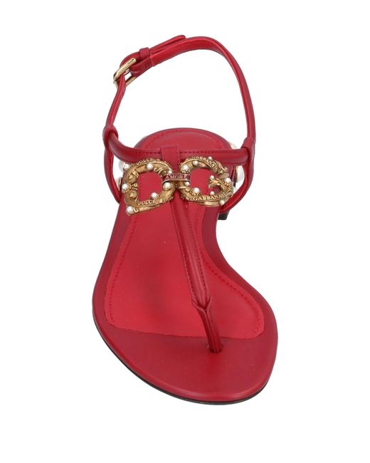 Dolce & Gabbana Pink Round Toe Leather Sandals