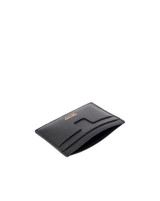 Tom Ford Black T Line Grain Card Holder for men