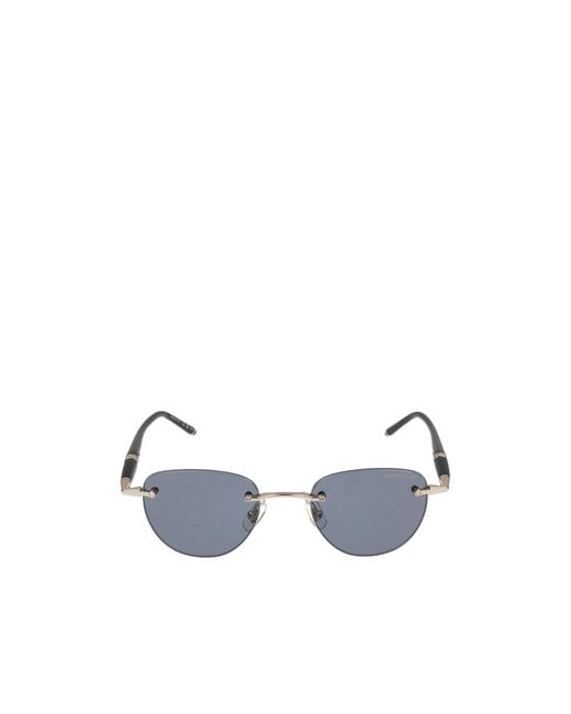 Montblanc White Eyewear Rimless Oval Sunglasses for men