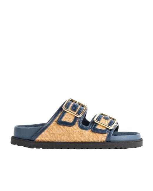 Birkenstock Blue 1774 Arizona Raffia Sandals
