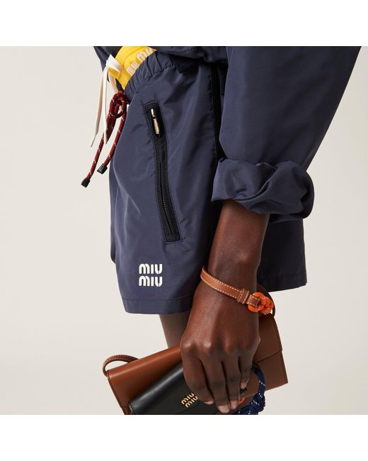Miu Miu Blue Technical Fabric Shorts