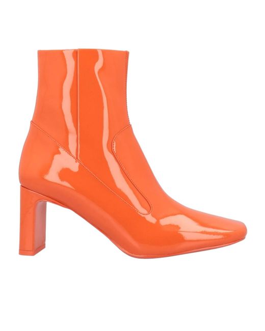 DIESEL Orange Minimalist Square Toe Ankle Boots