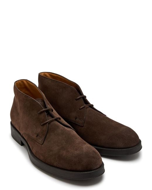 Tod's Brown Gommino Suede Boots for men