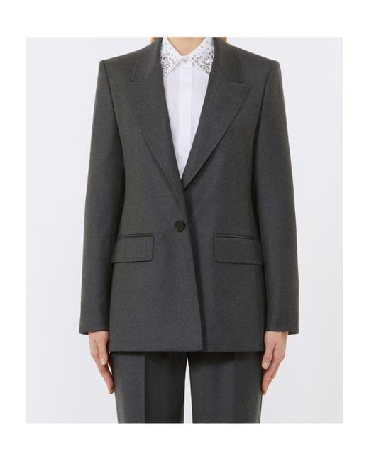 Max Mara Gray Studio Bolsena Single-Breasted Tailored Blazer