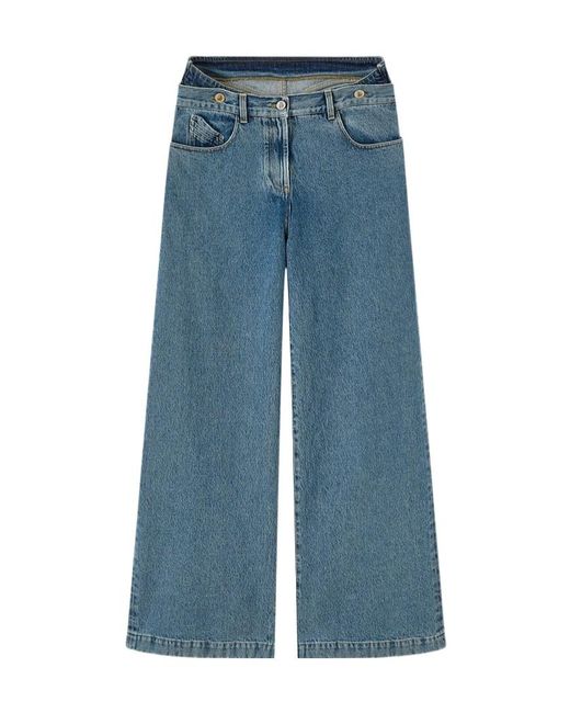 The Attico Blue The Logo Patch Straight-Leg Jeans