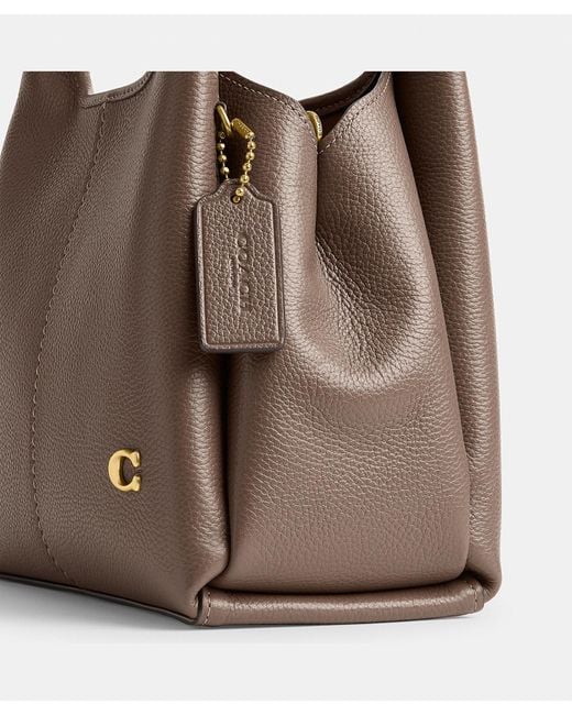 COACH Brown Lana Pebbled-Leather Tote Bag
