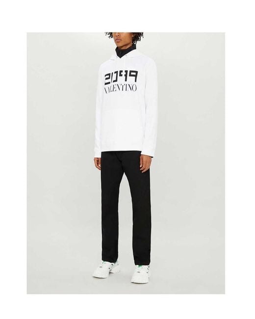 Valentino White 2099 Logo-Print Hoodie for men