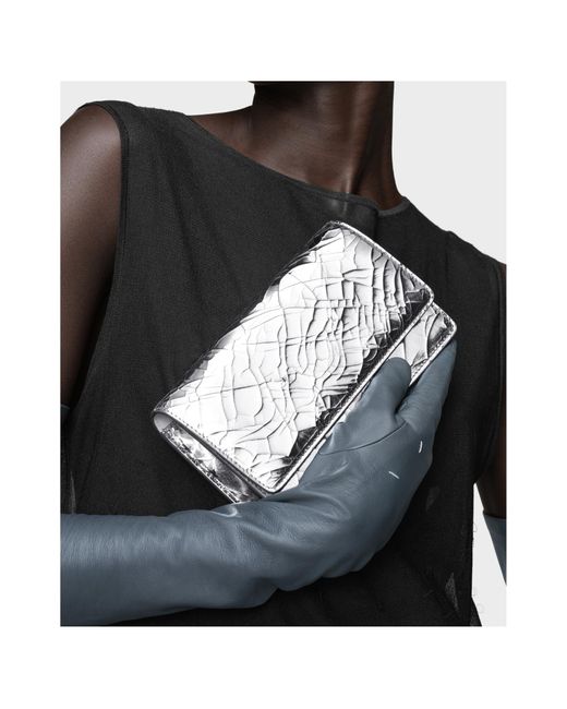 Maison Margiela White Textured Foldover Chain Wallet