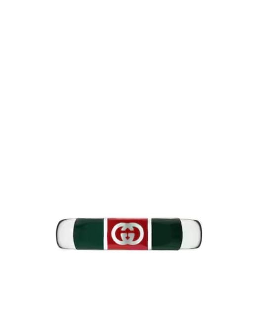 Gucci White Ring With Web Detail