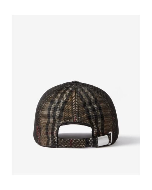 Burberry Brown Mesh-Overlay Checked Curved Peak Baseball Cap for men