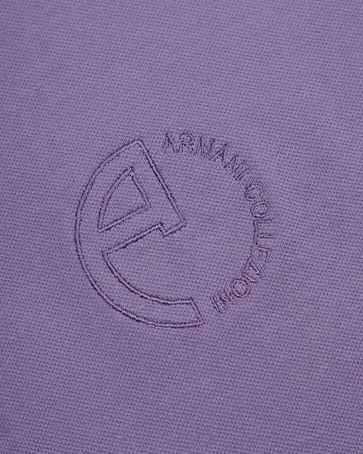 Armani Collezioni Purple Logo Embroidered Polo Shirt for men