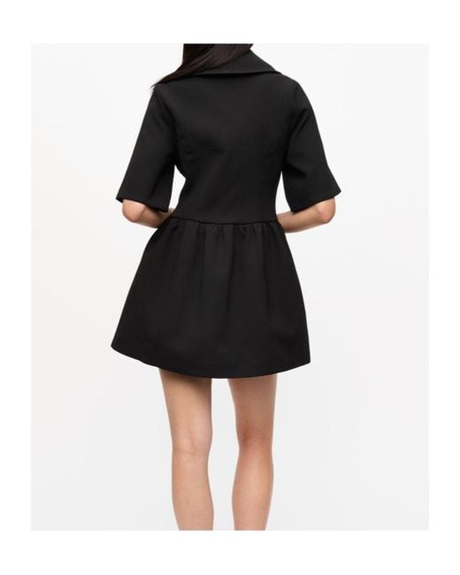 Ganni Black Bonded Crepe Mini Dress