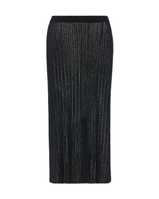 Maison Margiela Black Ribbed Knit Midi Skirt