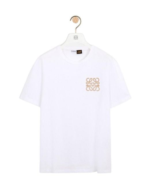 Loewe White Anagram-Embroidered T-Shirt for men