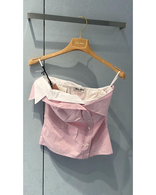 Miu Miu Pink Layered Strapless Top