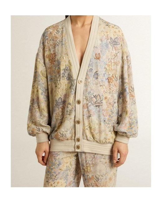 Golden Goose Deluxe Brand Natural Floral Embellished Cardigan