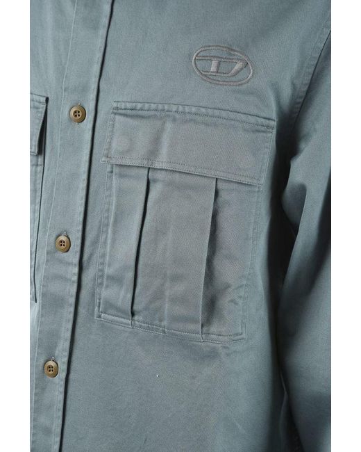 DIESEL Blue Utility Shirt Jacket for men