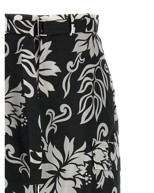 Sacai Black All-Over Printed Belted Trousers