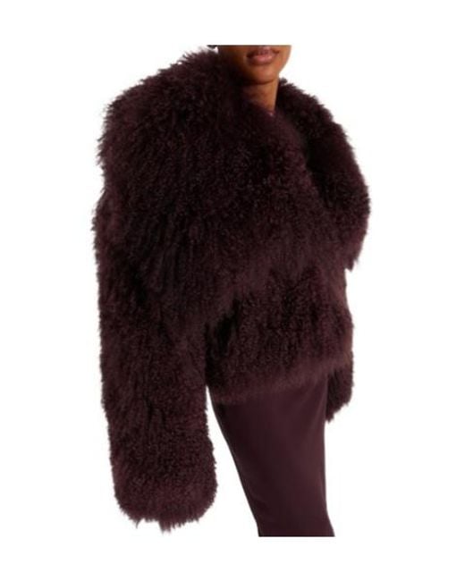 The Attico Purple Thick Lamb Wool Coat