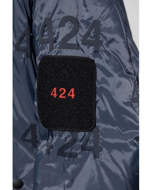 424 Blue 424 Reversible Emblem Bomber Jacket for men