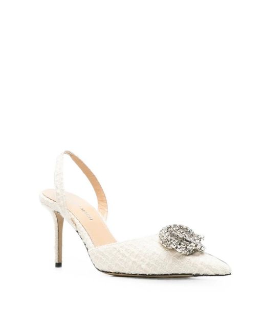 Mach & Mach White Pointed-Toe High-Heeled Sandals