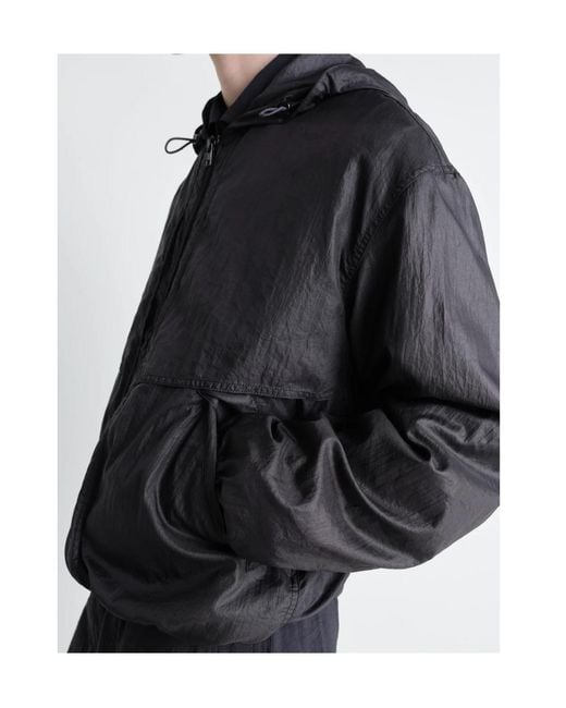 Lemaire Black Hooded Zipped Windbreaker for men