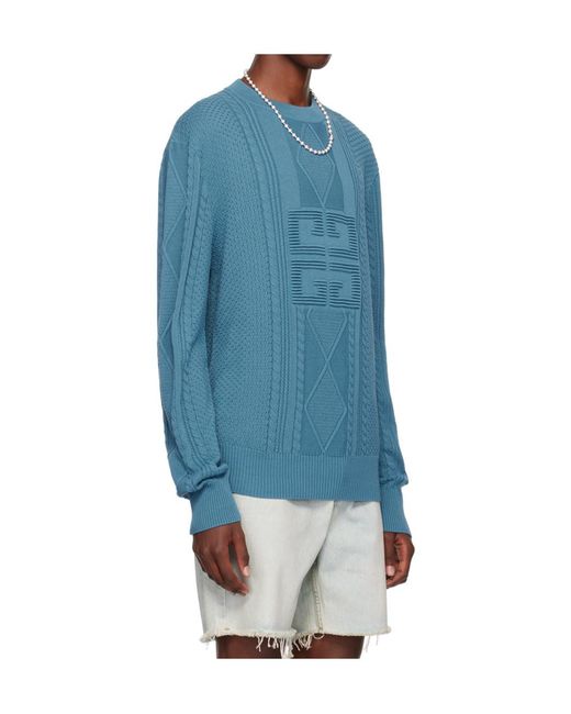 Givenchy Blue 4G Cotton Jumper for men