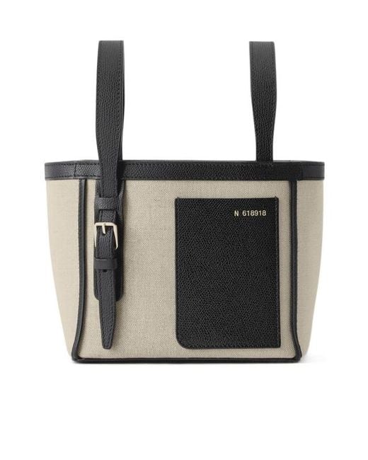 Valextra Black Soft Canvas Bucket Micro Bag
