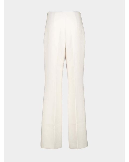 Roland Mouret White Cream Wide Fit Stretch Crepe Trousers