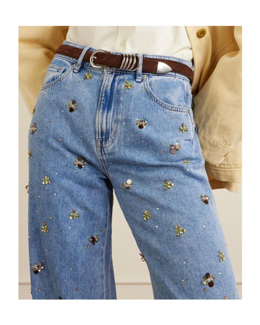 Veronica Beard Blue Kasey Wide-Leg Jeans