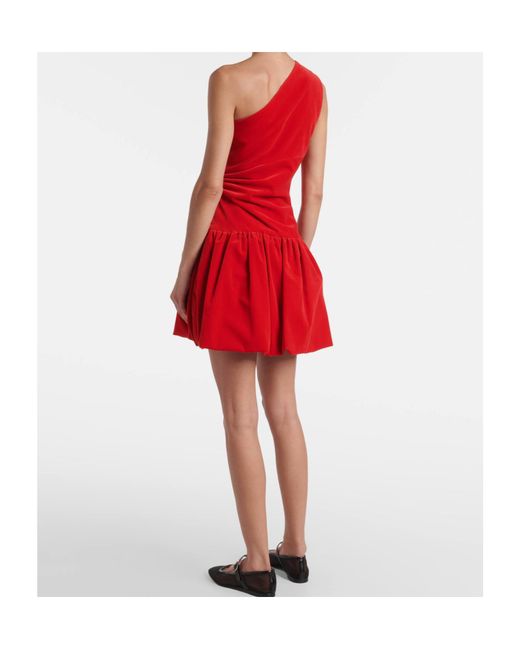 Patou Red One-Shoulder Cotton Minidress