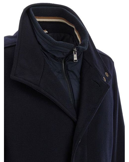 Boss Blue Boss Button-Up Relaxed-Fit Coat for men