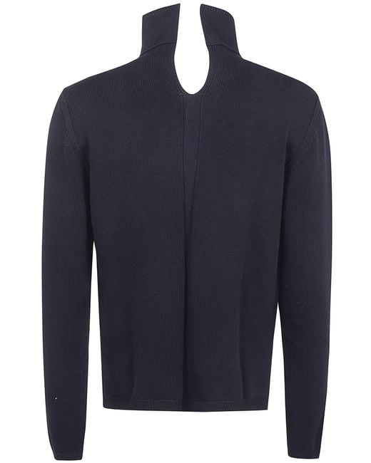 Rick Owens Blue High-Neck Cut-Out Sweater for men