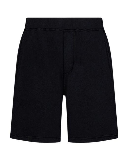 DSquared² Black Logo-Print Cotton Shorts for men