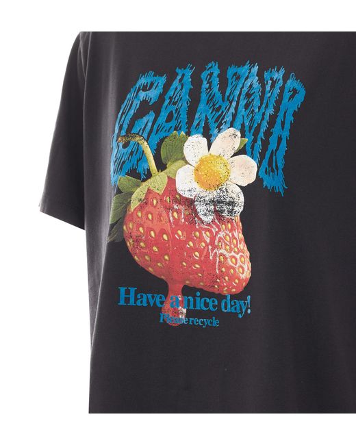 Ganni Black Strawberry Graphic T-Shirt