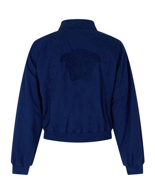 Versace Blue Lapel Short Zip-Up Jacket for men