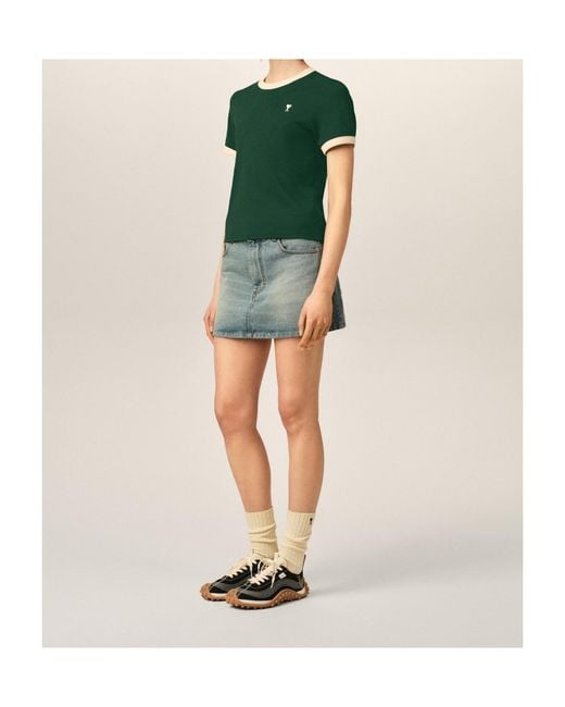 AMI Green Ami De Coeur Embroidered Crewneck T-Shirt